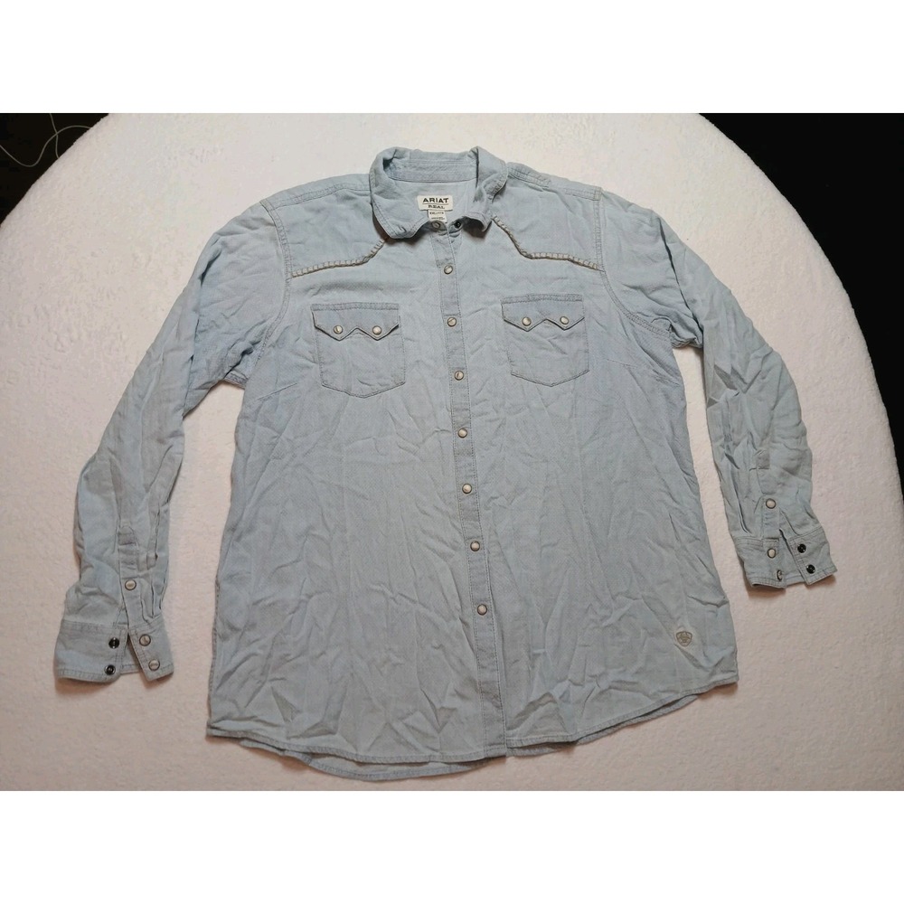 Ariat Real Blue 2XL Western Pearl Snap Shirt‎ Long Sleeve
